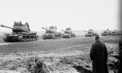 A column of ISII tanks near Berlin in 1945
