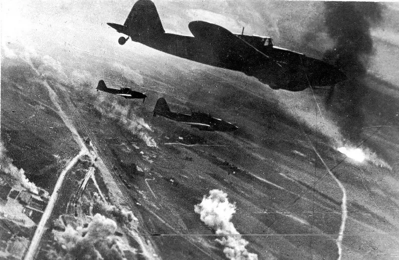 Shturmovik ground attack aircraft would continue to harrass the retreating German forces all the way back to Berlin