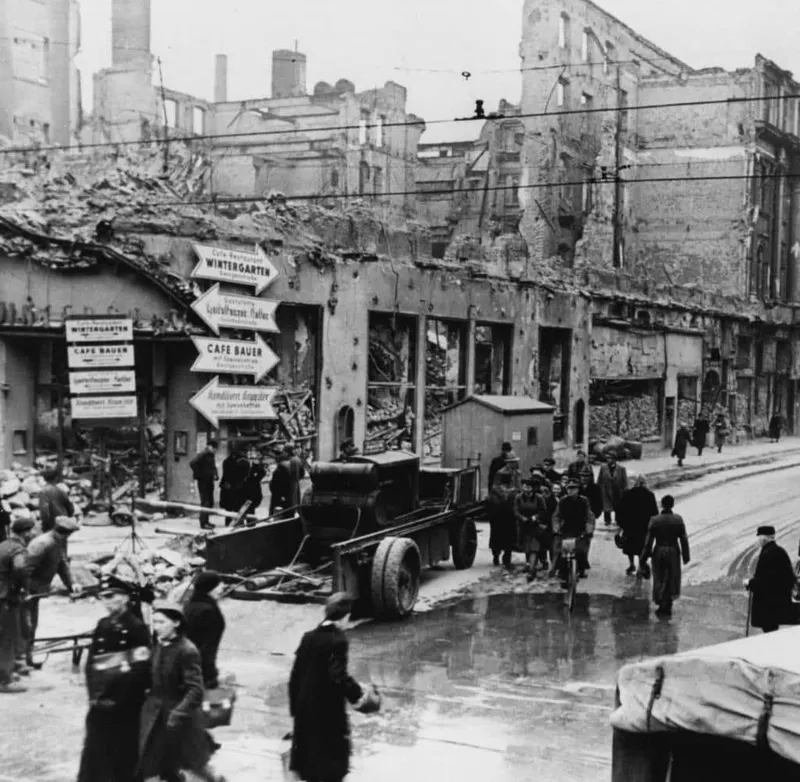 The extent of war damage on Berlin's Friedrichstrasse/Image: Bundesarchiv, Bild 183-J31405
