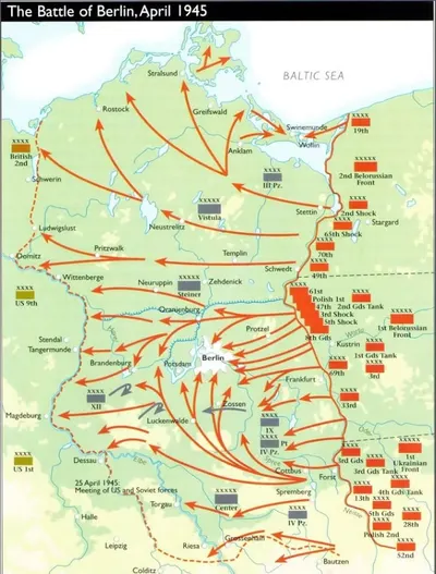 The movement of Soviet troops during the Berlin Strategic Offensive Operation