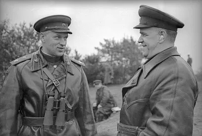 Head of the 2nd Belorussian Front, Soviet Marshal Konstantin Rokossovsky (left)