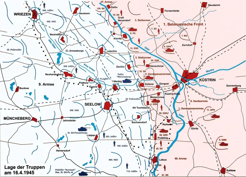 The situation on April 16th 1945 on the Oder front