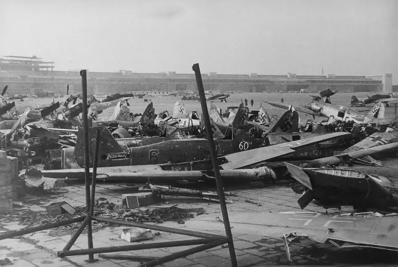 Wreckage of Fokke-Wulf FW.190 Fighters at Tempelhof airport