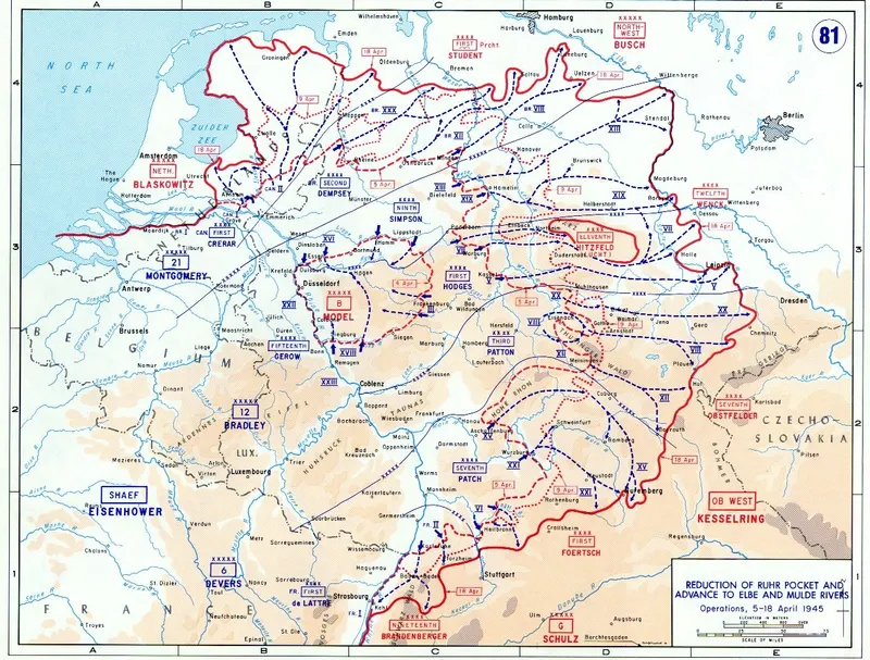 The situation on the Western Front by mid-April 1945/Image: Public Domain