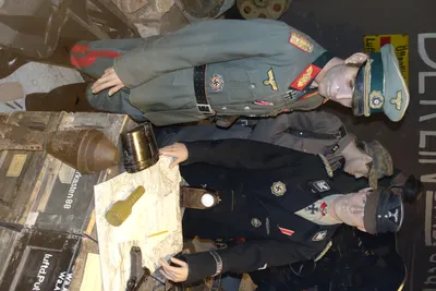 Arquebus Krigshistorisk Museum Norway. WW2 Battle of Berlin 1945 diorama. Nazi Germany Wehrmacht General Waffen-SS Brigadeführer Panzer armoured divison Uniforms weapons military equipment Panzerfaust Mannequins ruins debris etc (2020