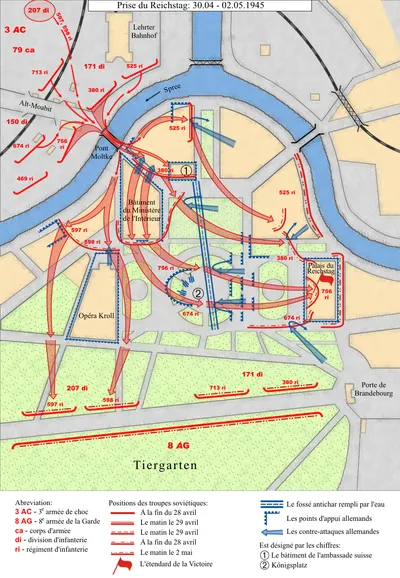 La carte de l'assaut du Reichstag