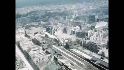 Berlin after WWII in Color, Part-1: Flying over War-damaged Berlin in 1946 [AI enhanced]