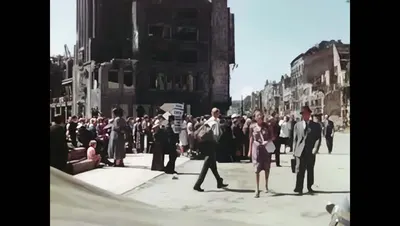Berlin after WWII in Color, Part-4: War Torn Damage Scene(1945) [Restored & AI enhanced]