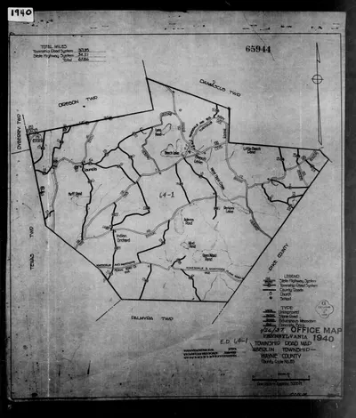 1940 Census Enumeration District Maps - Pennsylvania - Wayne County - Berlin - ED 64-1