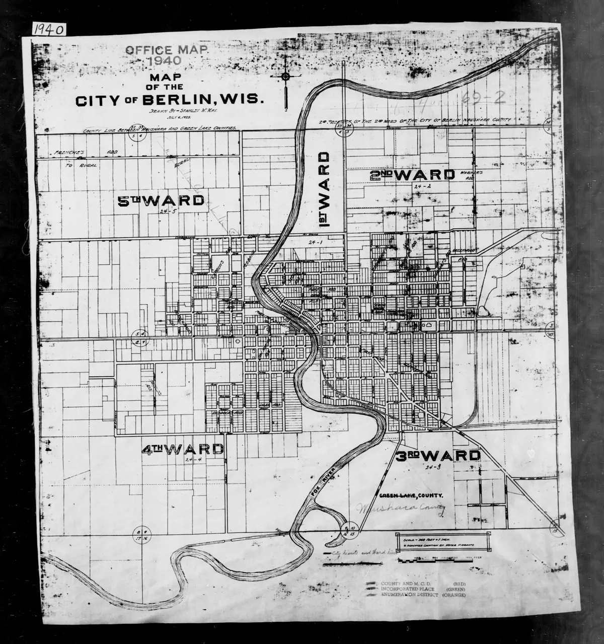 1940 Census Enumeration District Maps - Wisconsin - Waushara County - Berlin - ED 69-2